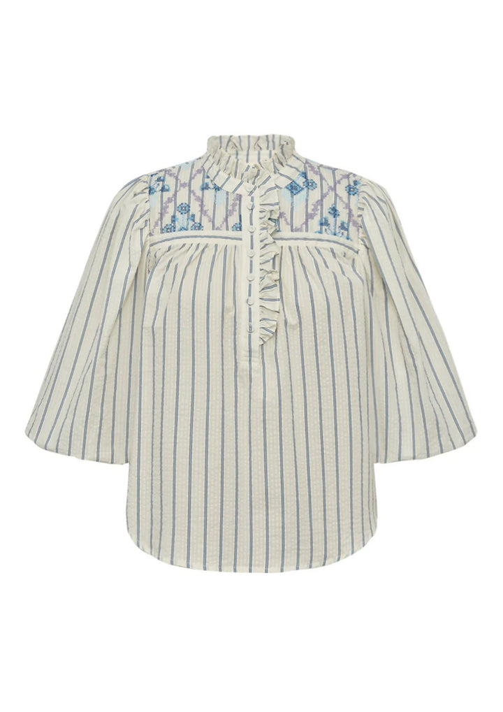 Gossia - SyrenaGO Jo - Bluse - Creme blue stripes