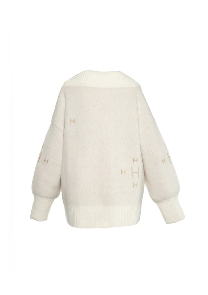 Hest - Fam V-neck Sweater - White