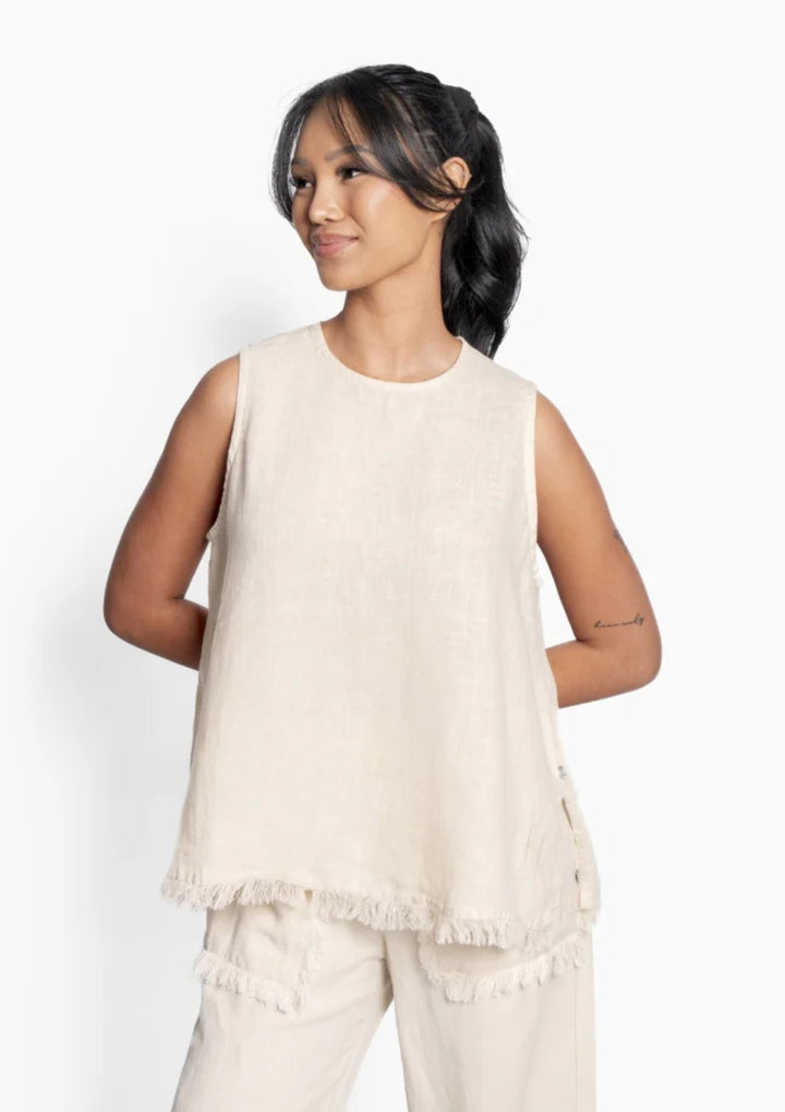HEST - Lila Linen Top - Summer Sand
