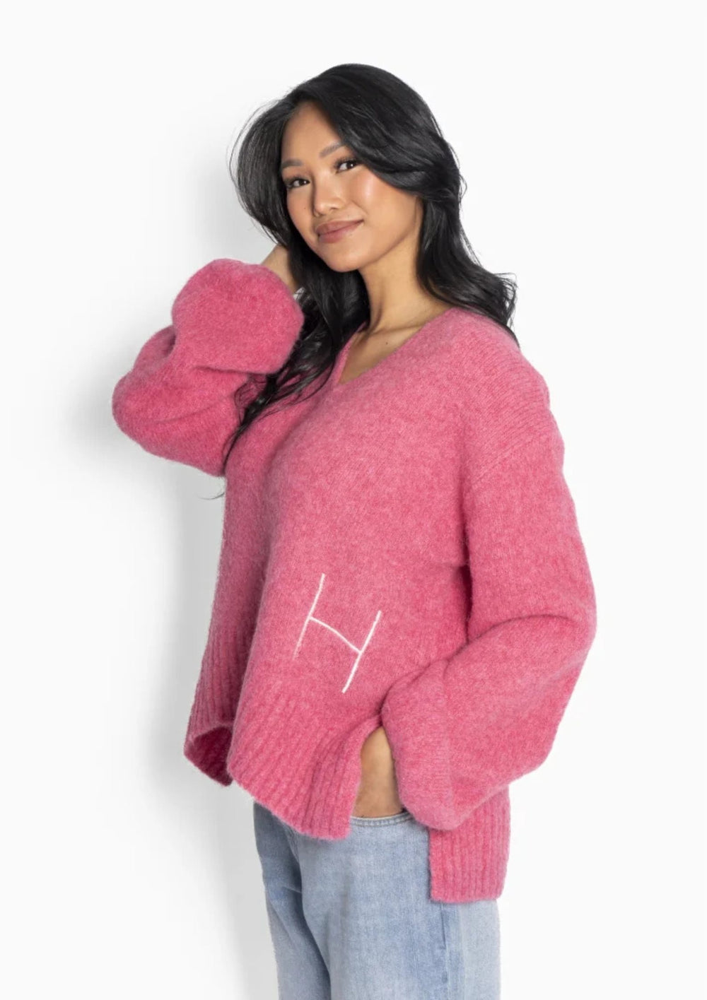 HEST - Sofie V-neck Sweater - Rose Smoke