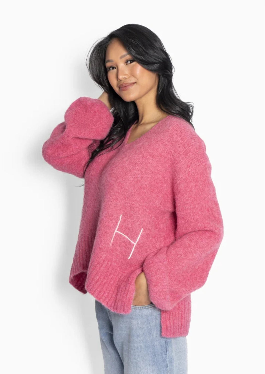 HEST - Sofie V-neck Sweater - Rose Smoke