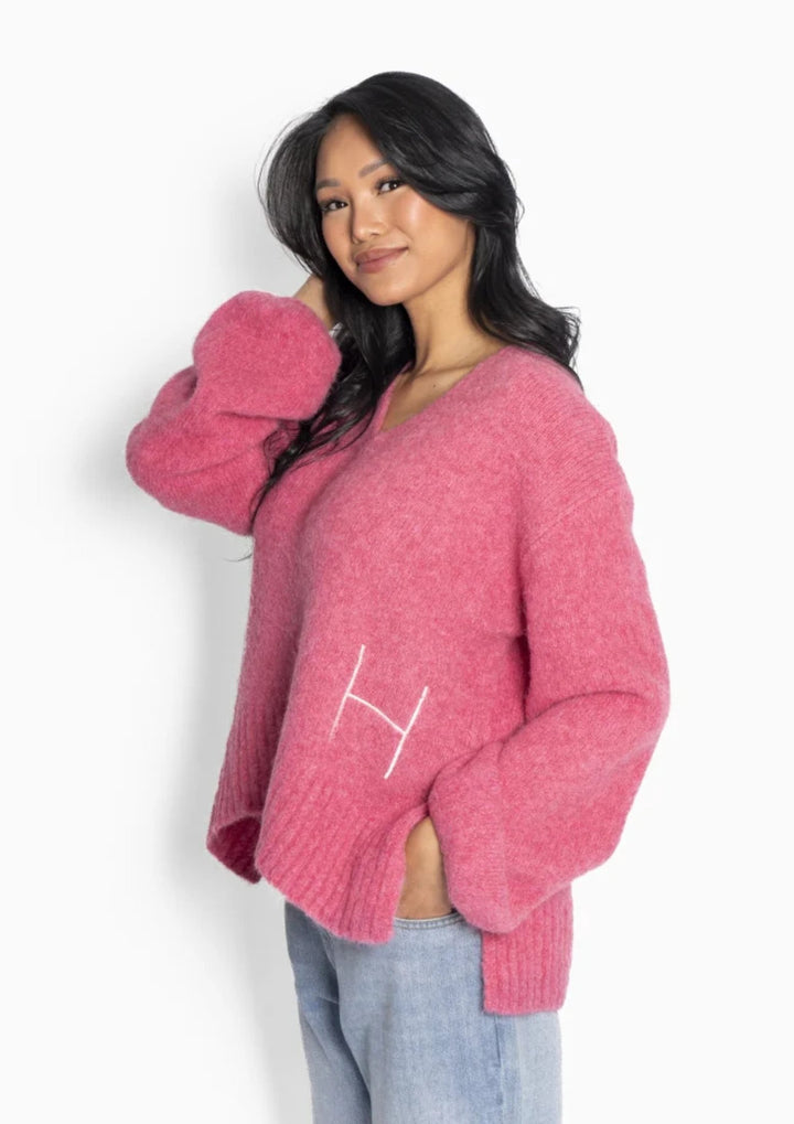 HEST - Sofie V-neck Sweater - Rose Smoke