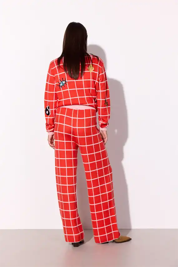 Hunkøn - Dusty Strik Blouse - Red Checked