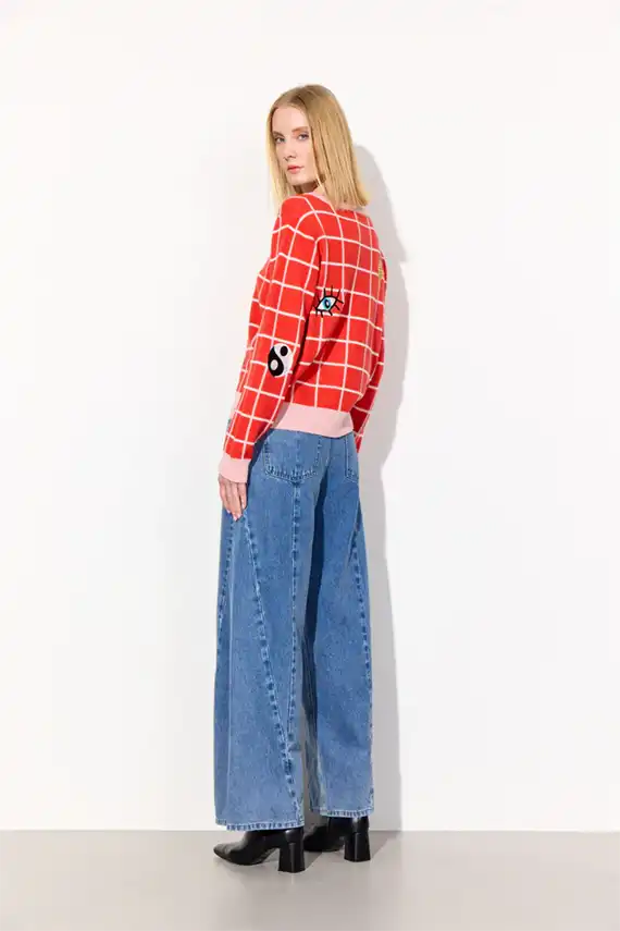 Hunkøn - Dusty Strik Blouse - Red Checked