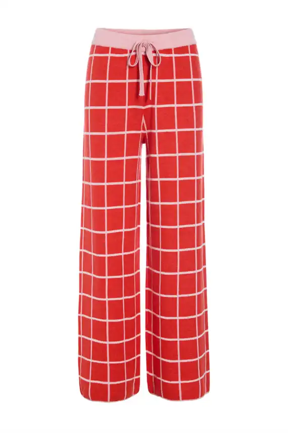 Hunkøn - Dusty Strik Bukser - Red Checked