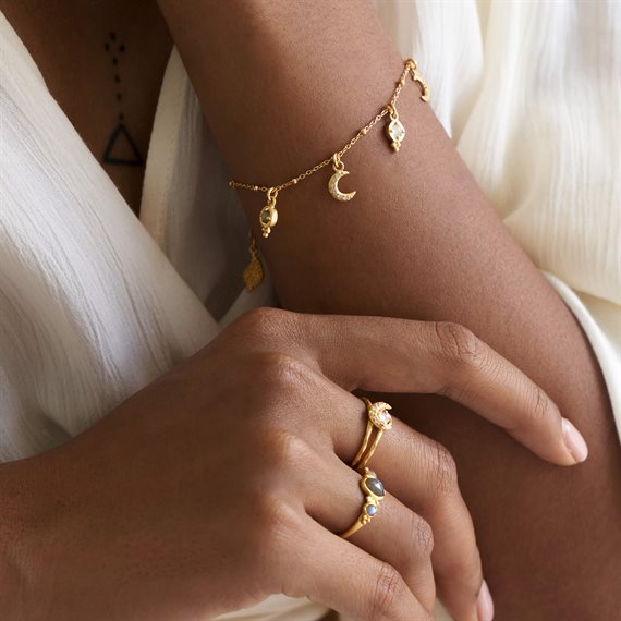 Ananda Soul - Am Whole Armbånd - Gold - Labradorite - Moonstone