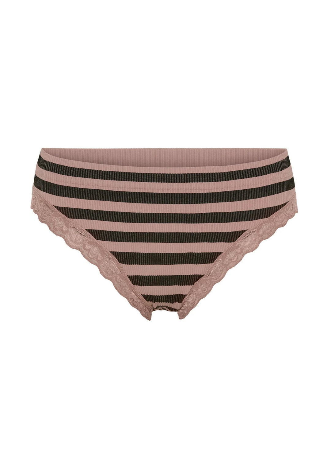 Tim&amp;Simonsen - ISA Stripe Dark Rib Lace Trusser - Nero-Rosa Antico
