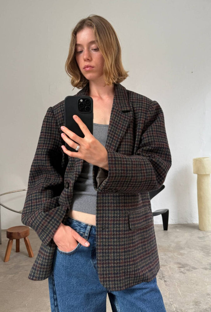Boii - Solvej Wool Blazer - Multi Houndstooth - Onesize
