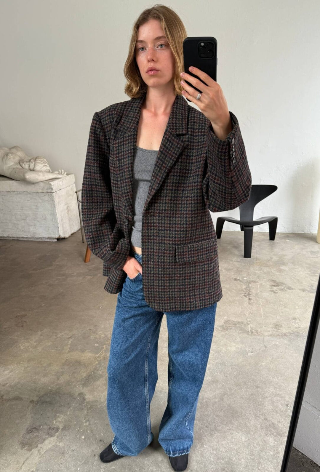 Boii - Solvej Wool Blazer - Multi Houndstooth - Onesize