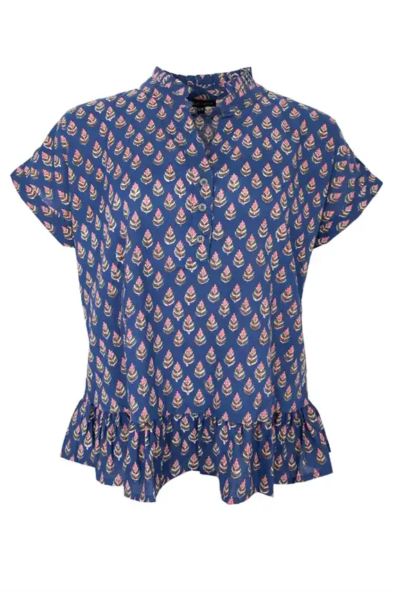 Black Colour - Flora Ruffle SS Bluse - Bluce Icon