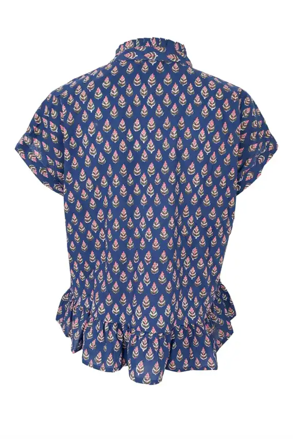 Black Colour - Flora Ruffle SS Bluse - Bluce Icon
