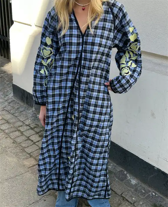 Sissel Edelbo - Fran Kjole - Blue Checks - Onesize