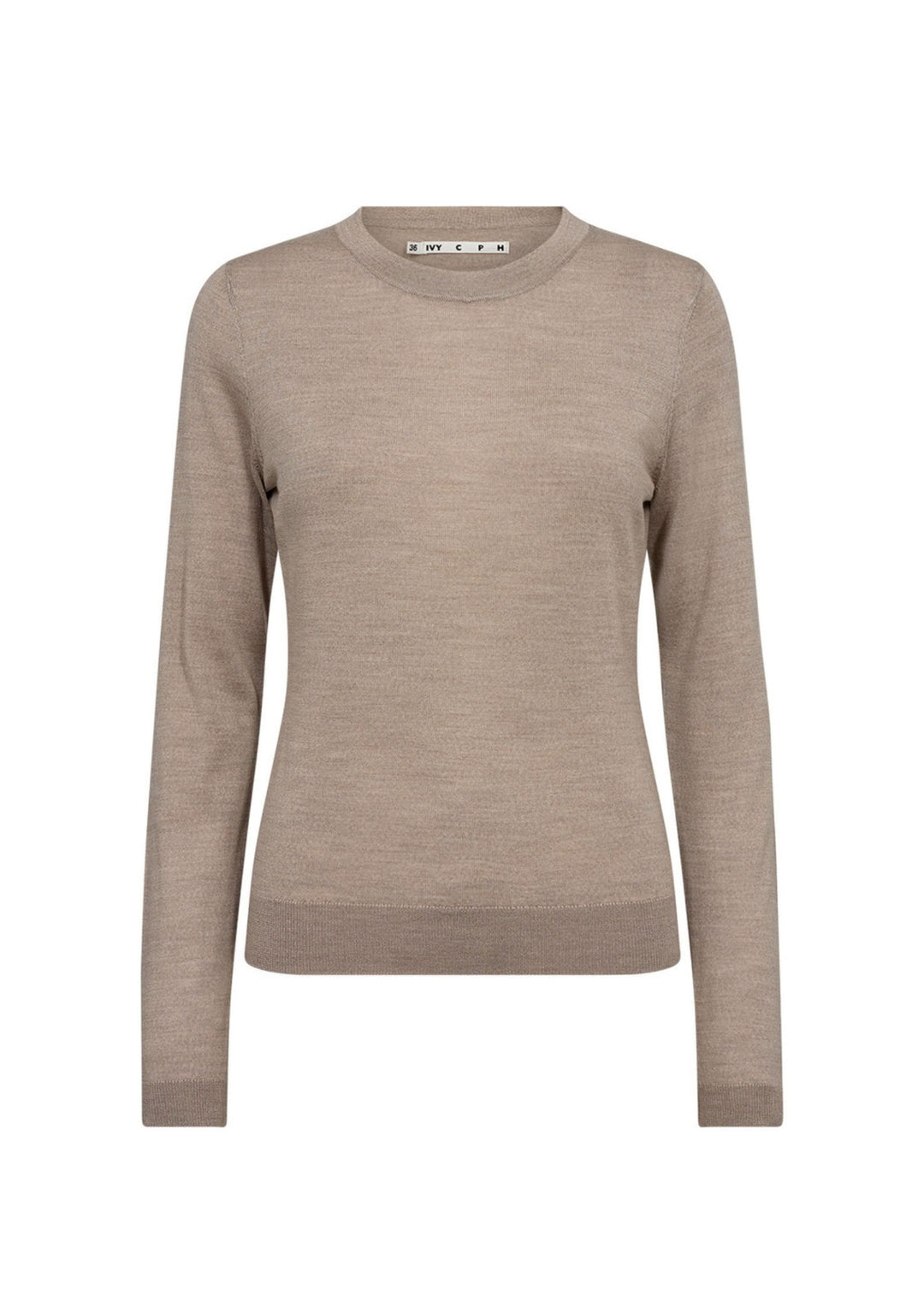 Ivy - Essex LS O-neck Strik - Beige Melange