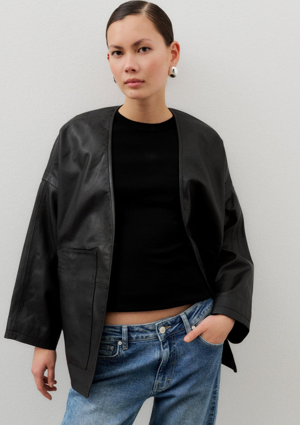 IVY - Kylie Leather Cardigan - Black