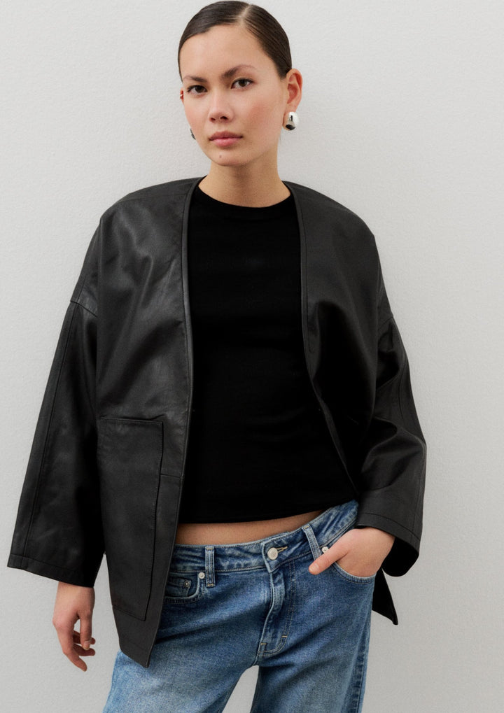 IVY - Kylie Leather Cardigan - Black