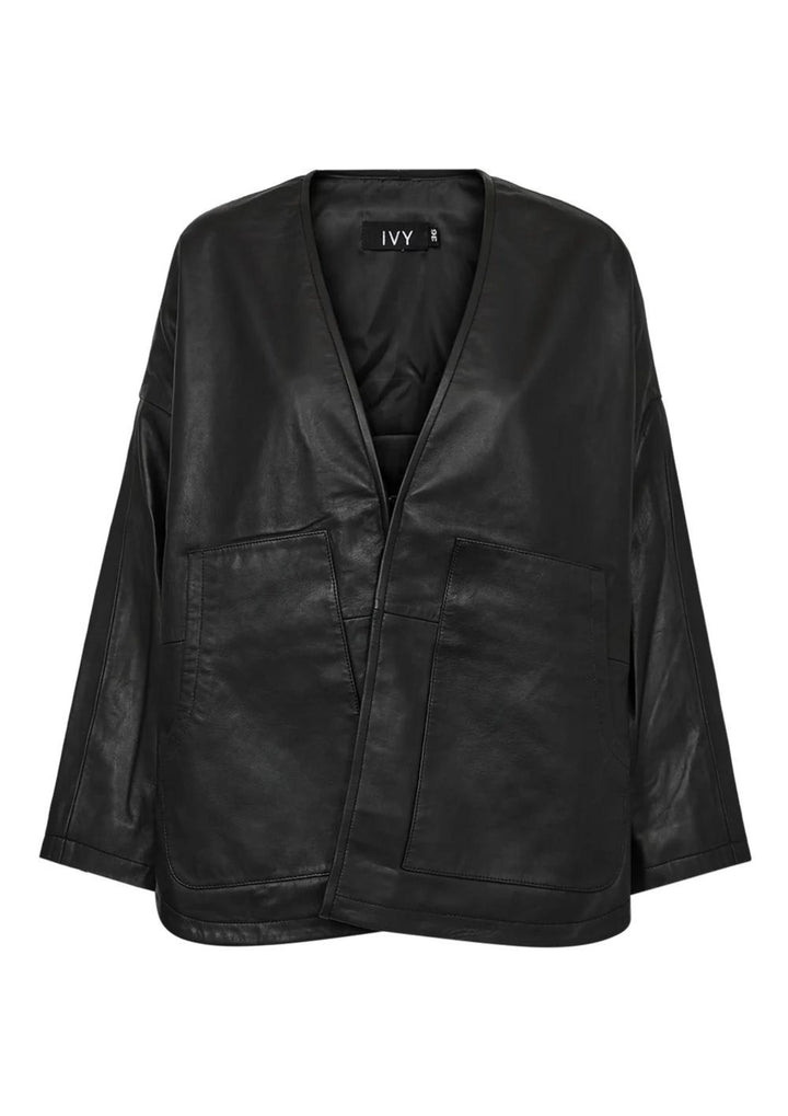 IVY - Kylie Leather Cardigan - Black