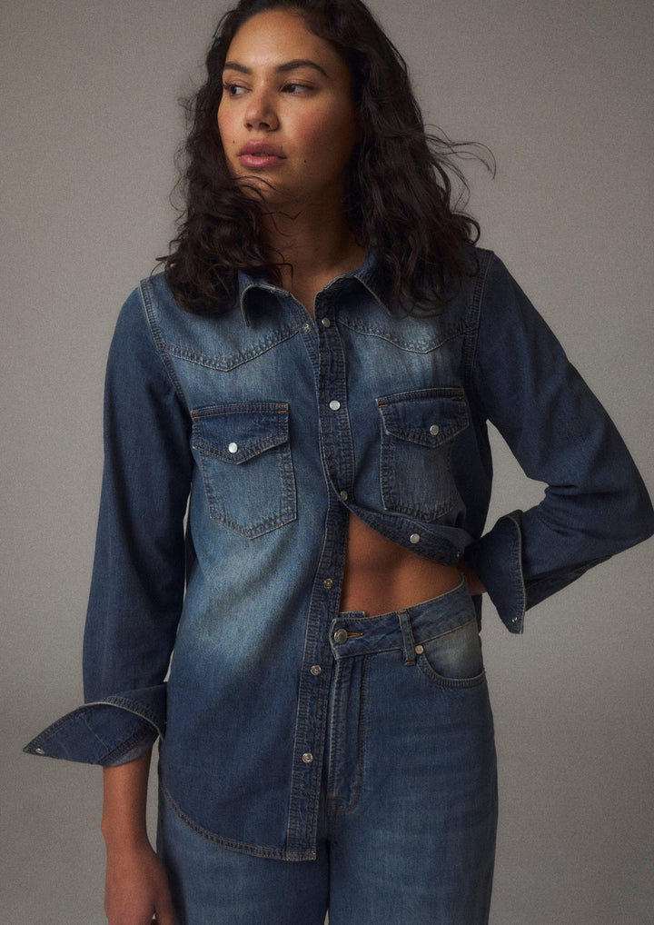 IVY - Ora Denim Skjorte Wash Melilla - Denim Blue