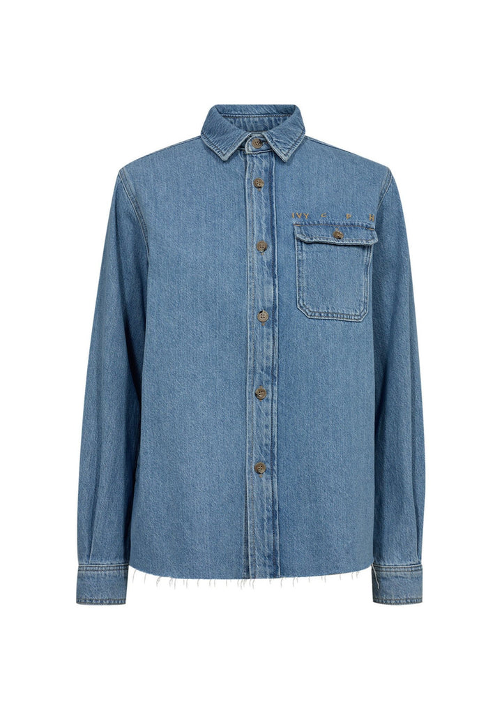 IVY - Uta Distressed - L/S Shirt - Shirt Wash - Mid Blue