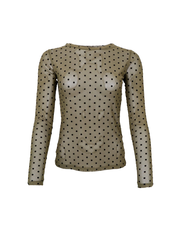 Black Colour - Jennie dotted mesh bluse