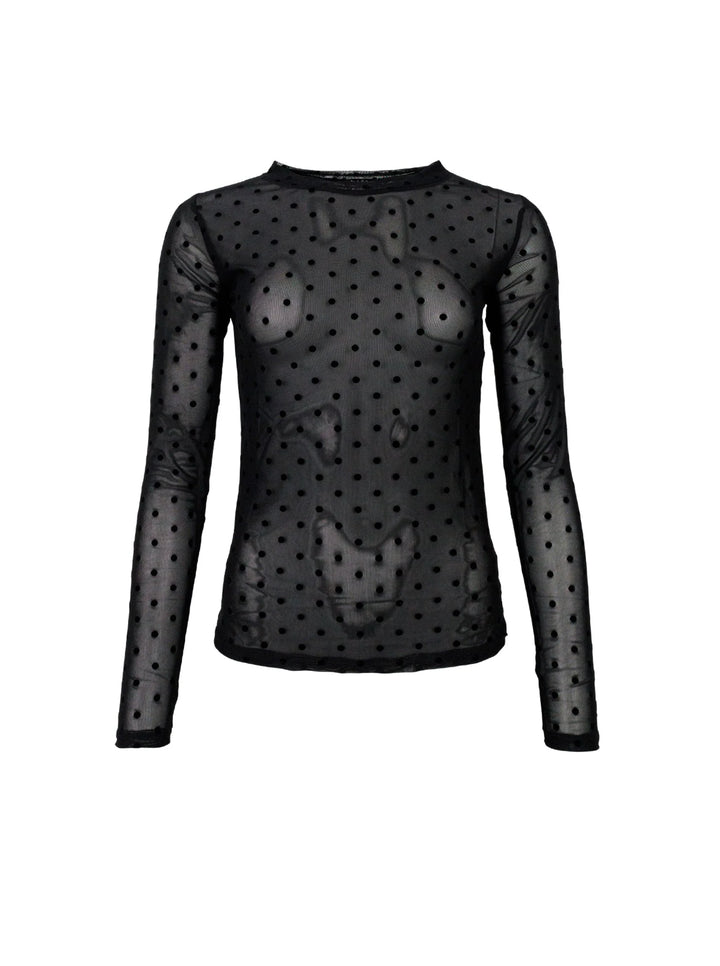 Black Colour - Jennie dotted mesh bluse