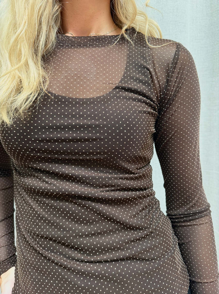 Black Colour - Jessie Mesh Bluse - Coffee