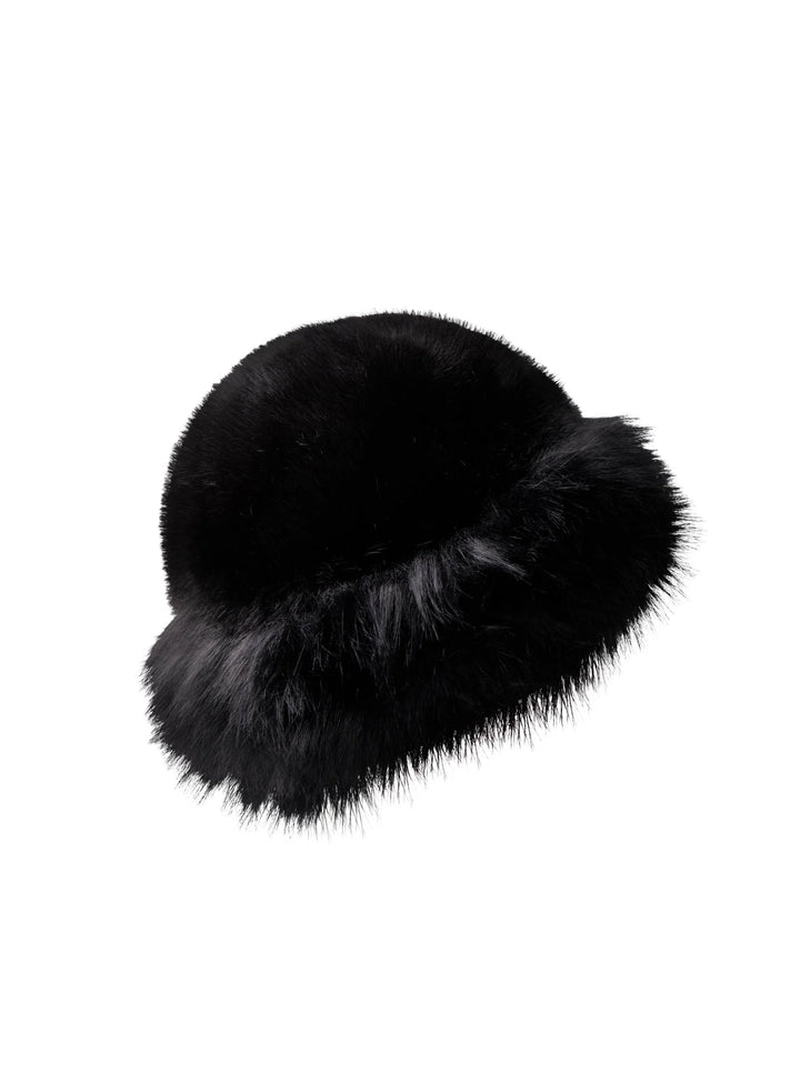 Black Colour - Kajsa Fluffy Hat - ONESIZE