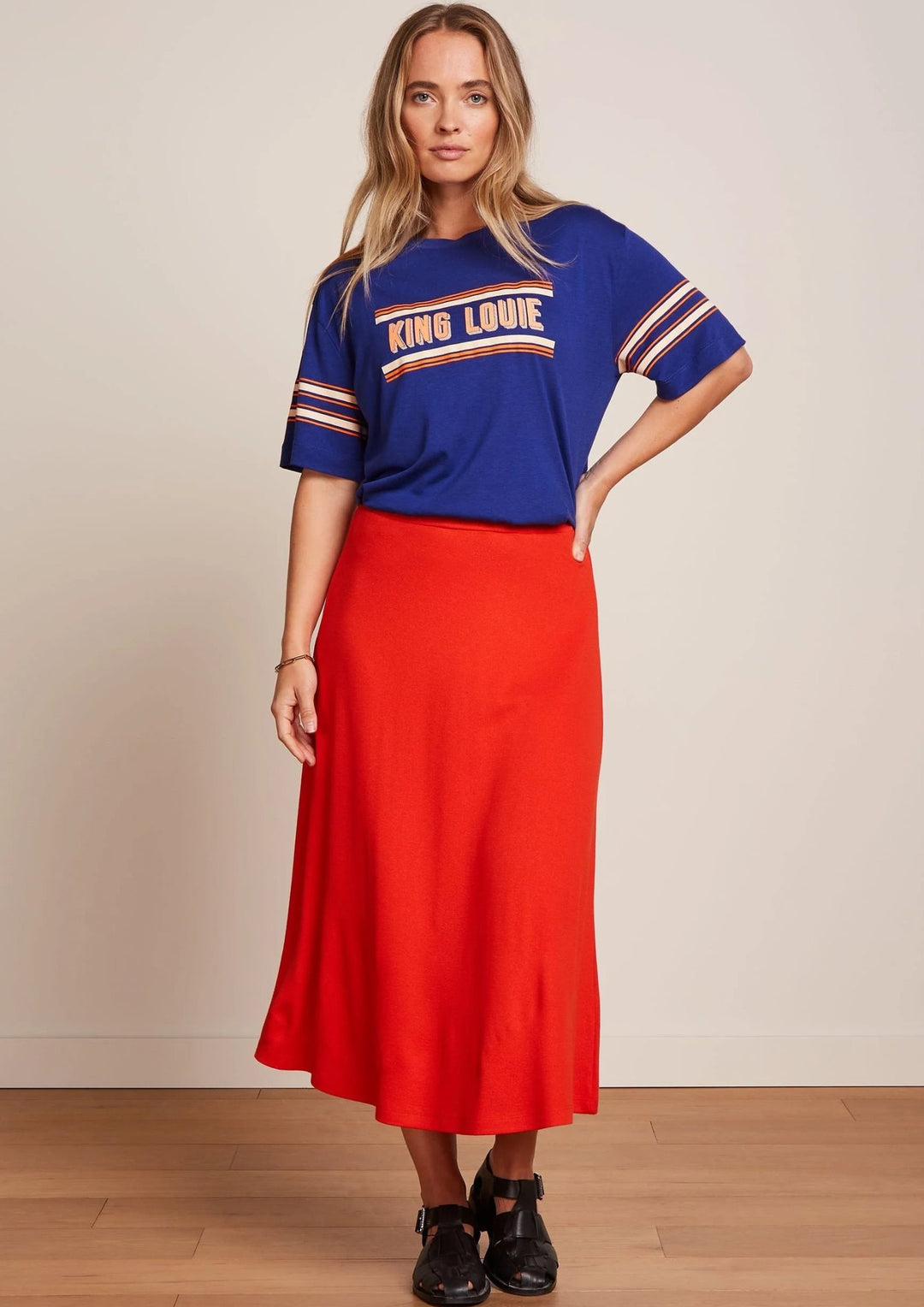 King Louie - Boxy T-shirt - Placement Print - Bluing