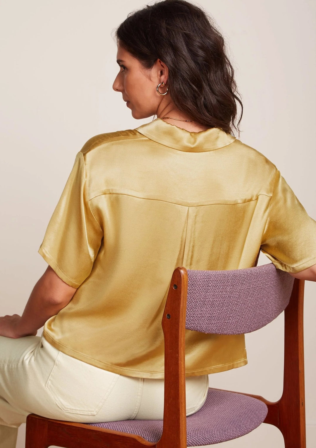 King Louie - Evelina Crop Blouse - Star Satin - Champagne