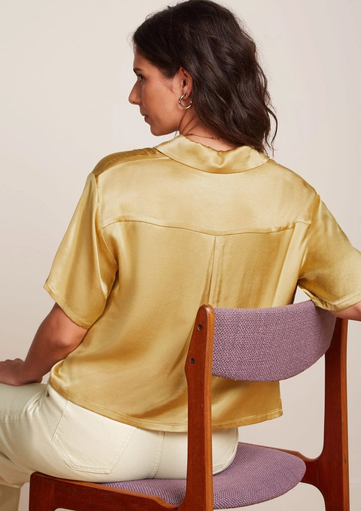 King Louie - Evelina Crop Blouse - Star Satin - Champagne