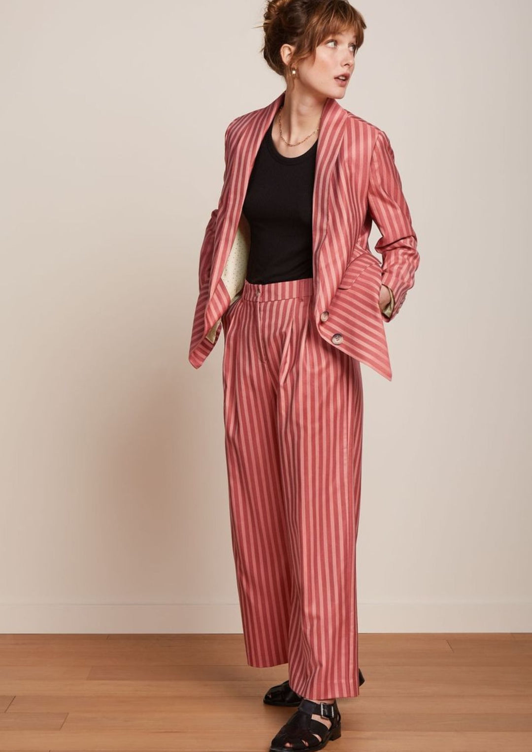 King Louie - Fintan Cropped bukser - Vice Stripe - Dusty Rose