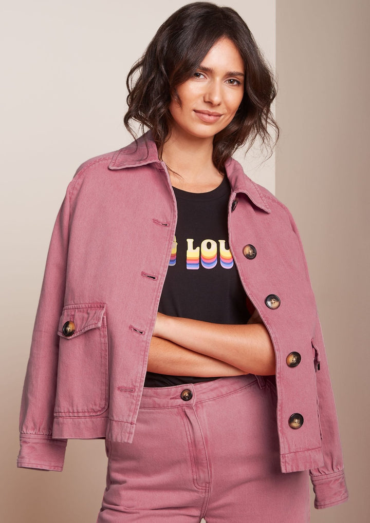 King Louie - Sylvie jakke - Colored Denim - Mellow Rose