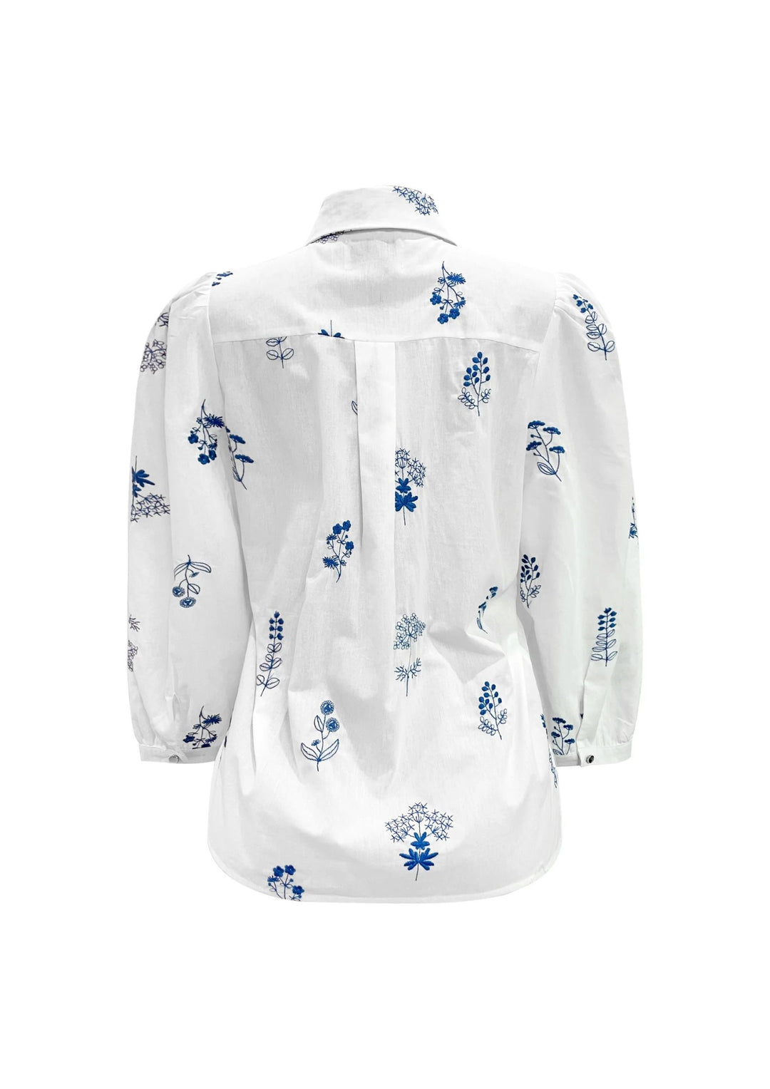 Liberte - Flora SS Blouse - White Blue Flower