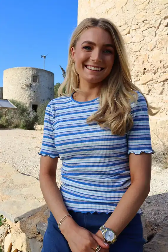 Liberte - Natalia t-shirt - blue, white, rose stripe