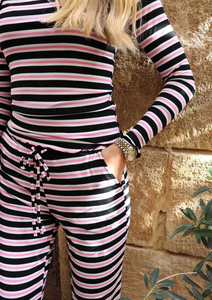Liberte - Natalia Straight Pants - Black Bubblegum - White Stripe