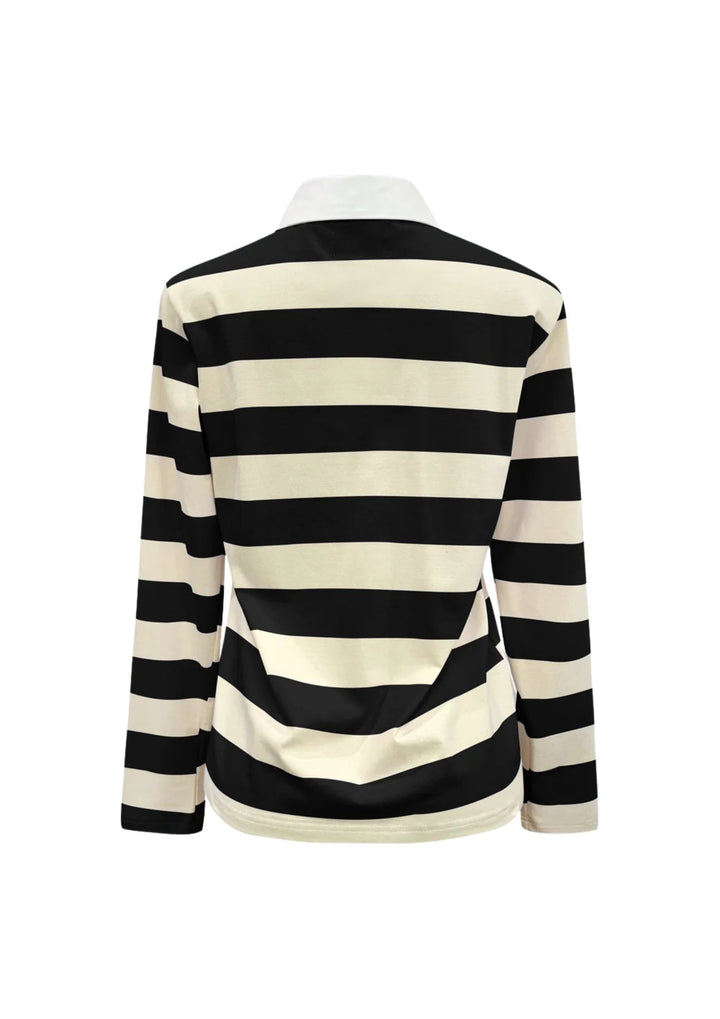 Liberte - Polo LS Shirt - Creamy Black Stripe