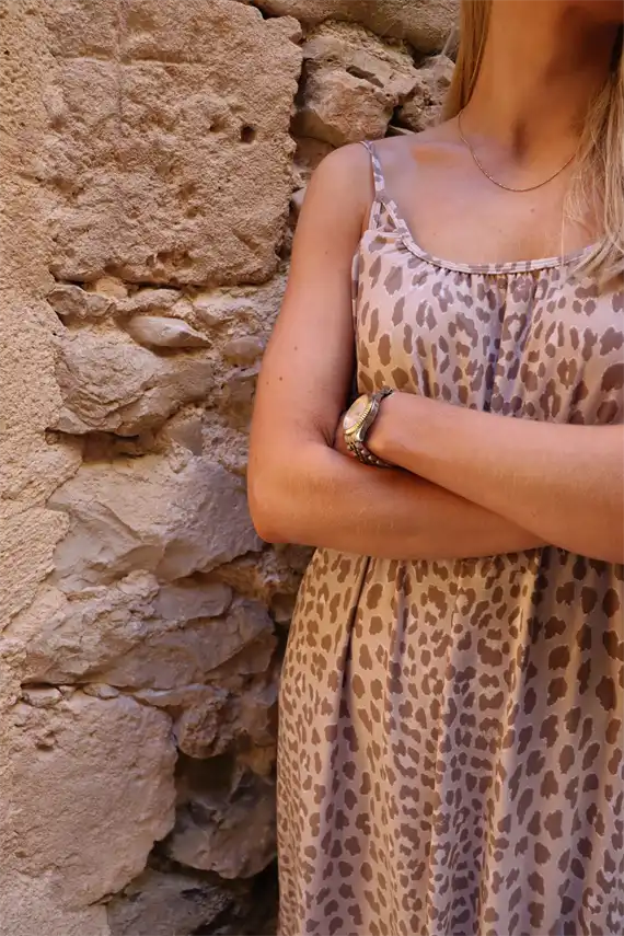 Liberte - Alma Long Strop Kjole - Desert Lux Leo