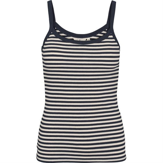 Basic Apparel - Ludmilla Stripe Strop Top - Birch/Navy