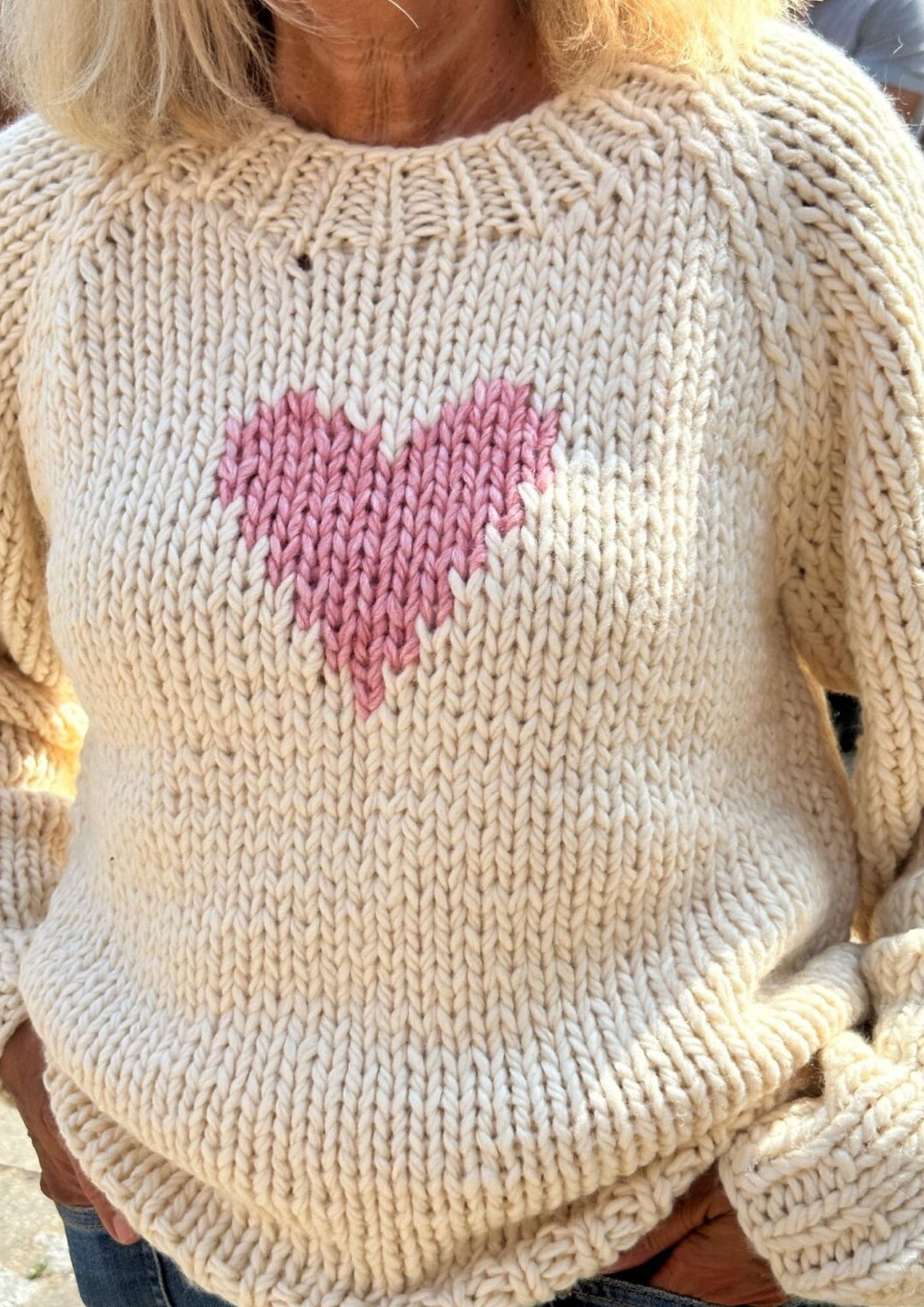 Lulu's Love - Strik Sweater - W/heart Nature Rose