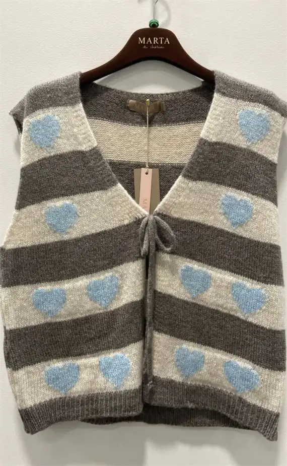 Marta - Phoenix Strik Vest - Celeste