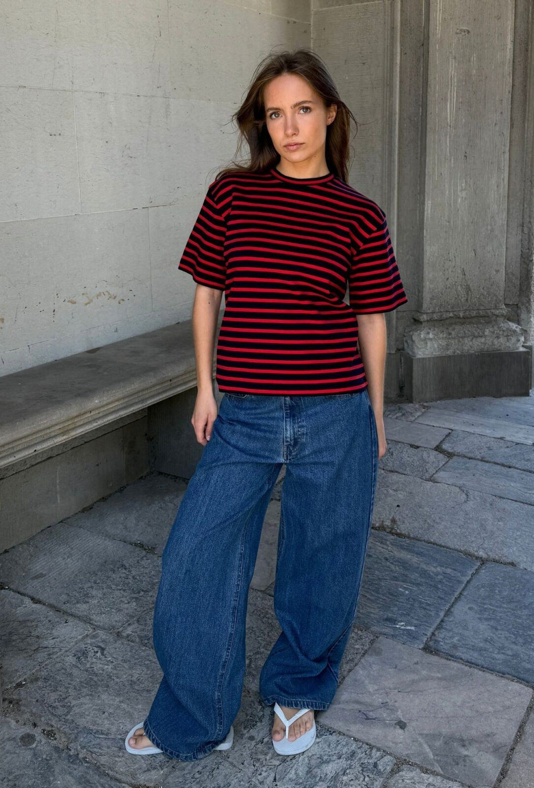 Boii - Mejse Tee - Navy / Red Stripes