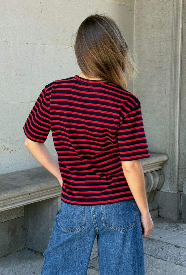 Boii - Mejse Tee - Navy / Red Stripes