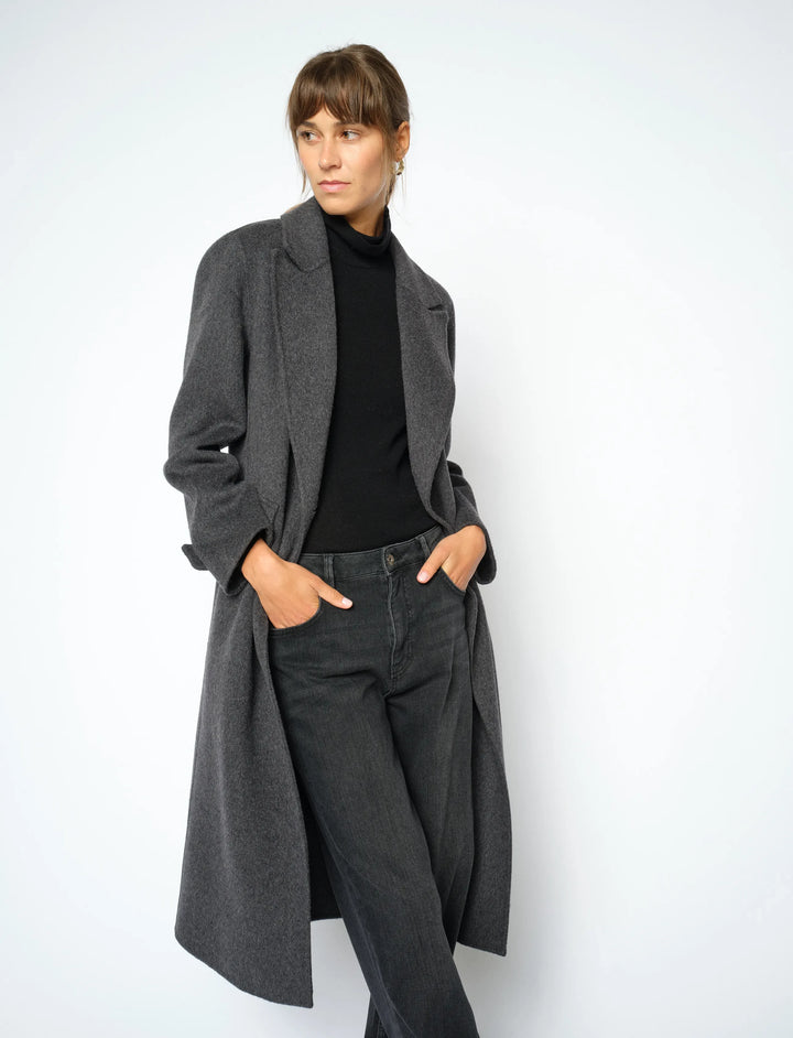 Mos Mosh - Alva Loisa Mock Neck Frakke - Antracite