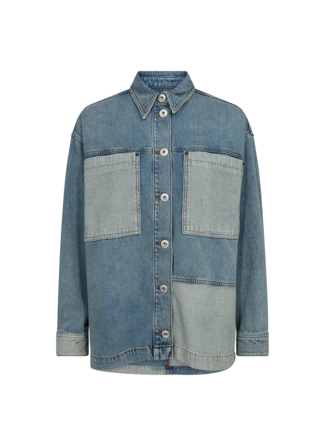 Mos Mosh - Lydia Block Shirt - Mid Blue