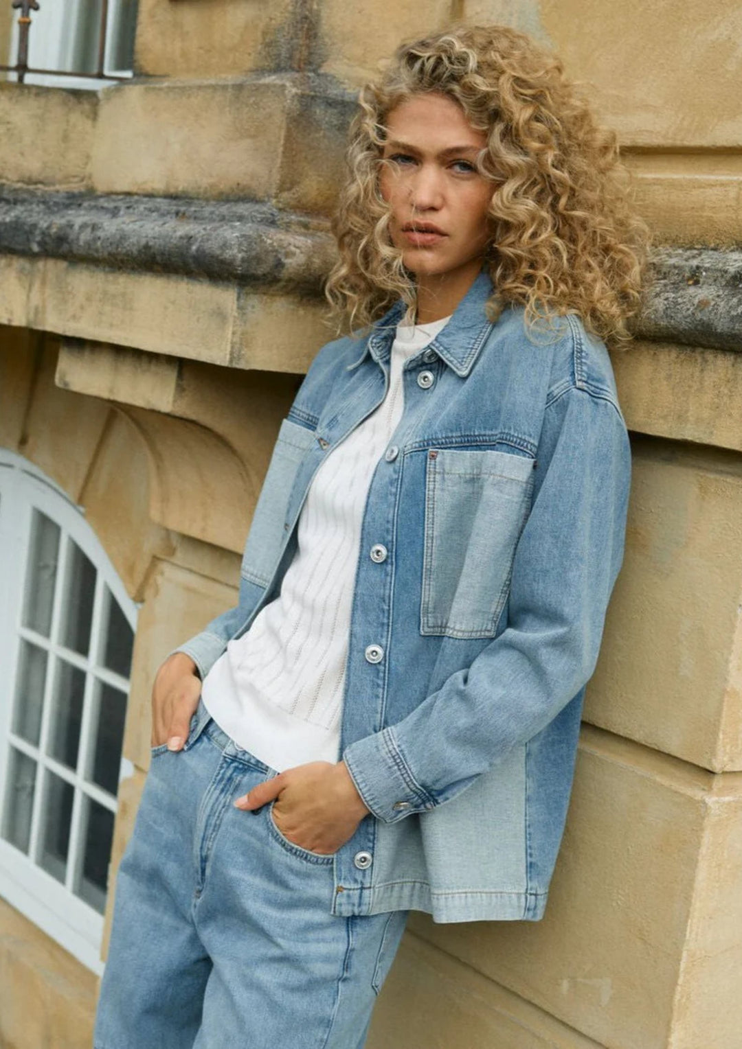 Mos Mosh - Lydia Block Shirt - Mid Blue