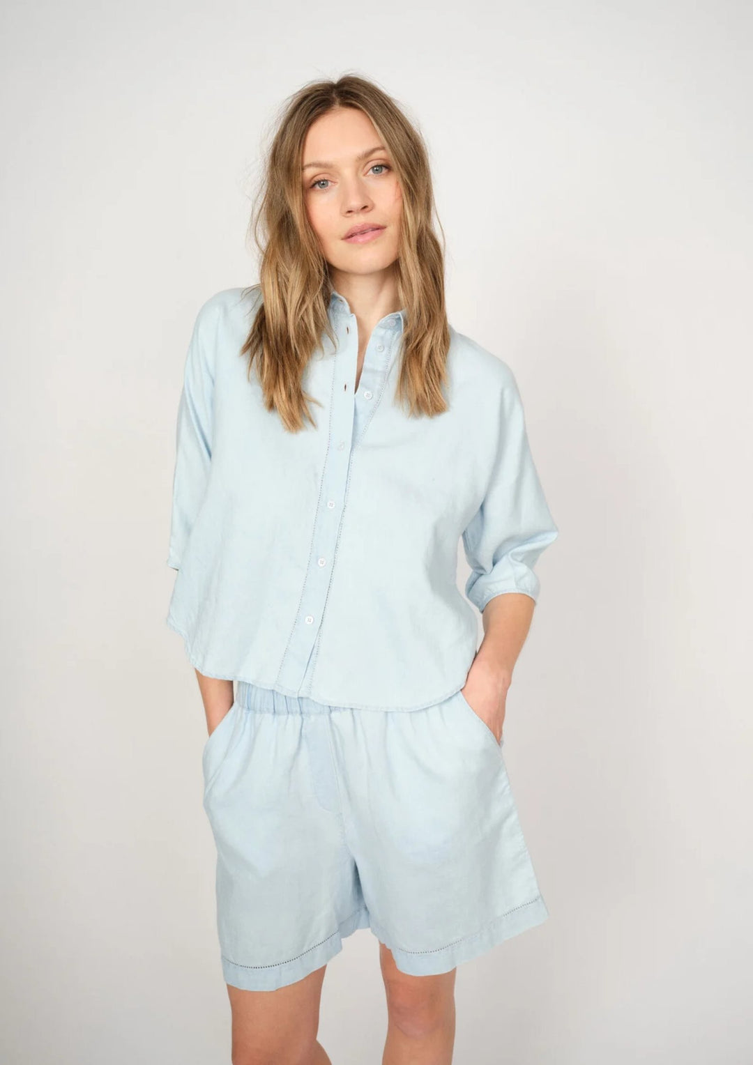 Mos Mosh - Angelina Denim Skjorte - Light Blue Denim