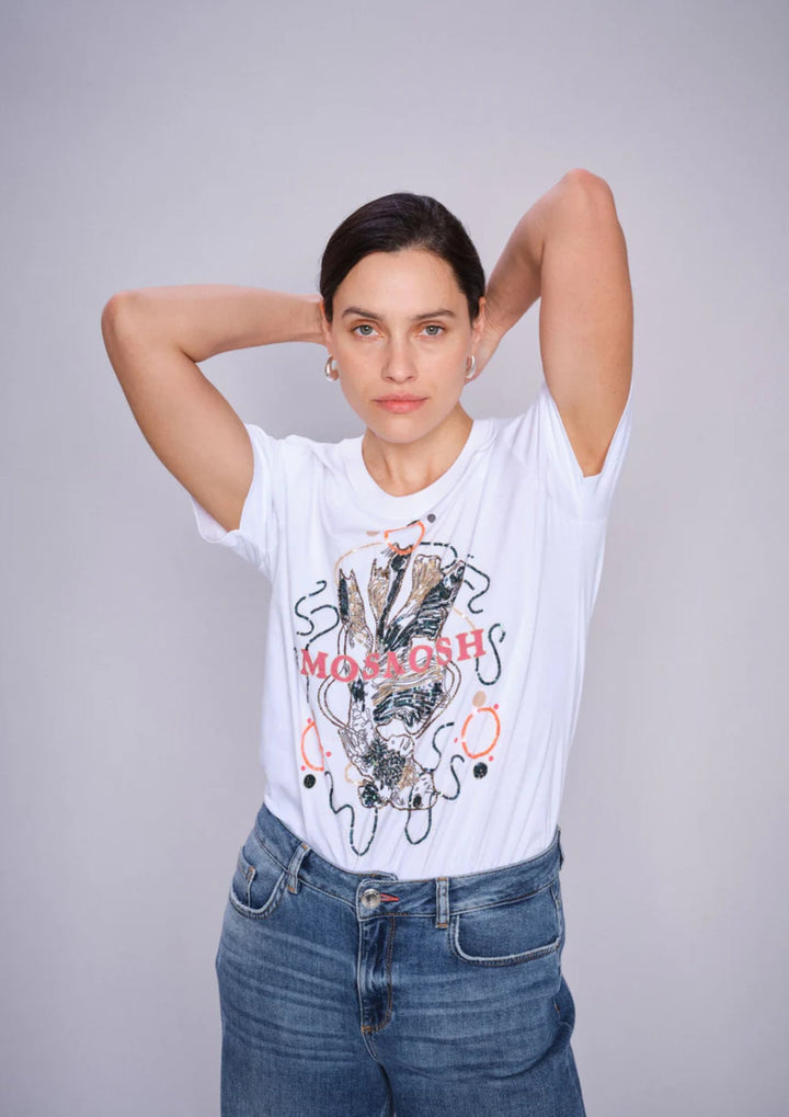Mos Mosh - Hallin O-SS Deco T-shirt - White