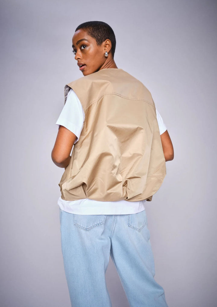 Mos Mosh - Kura Solid Waistcoat - Sesame