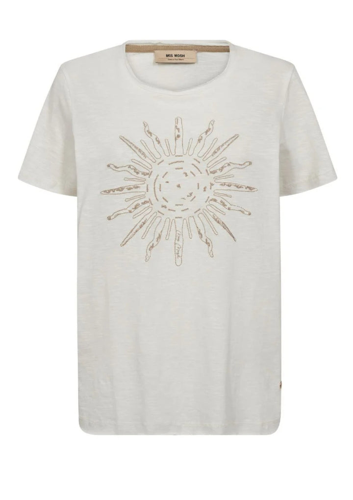 Mos Mosh - Loren O-SS - Embroidery Tee - Ecru