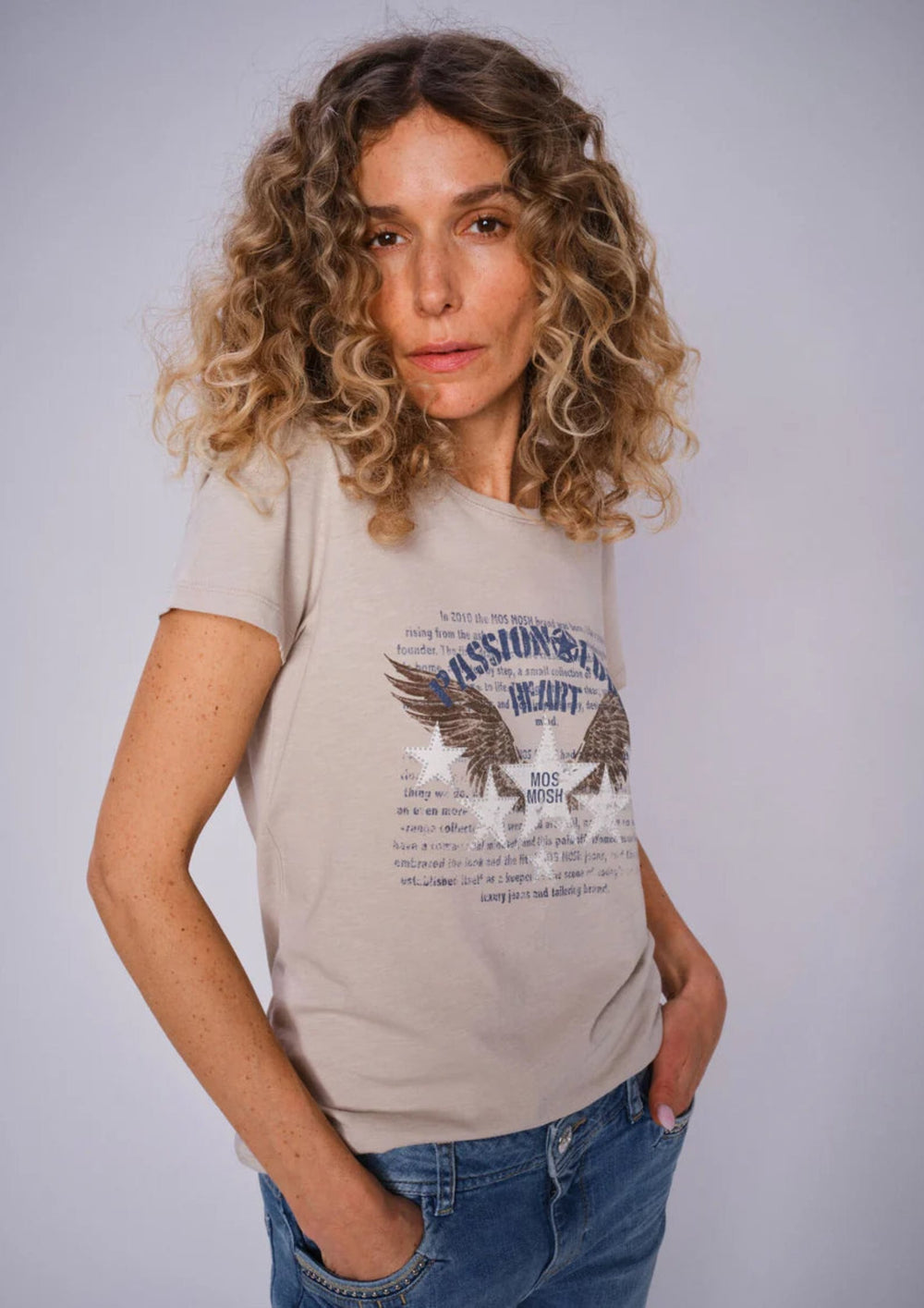 Mos Mosh - MM Zibby o.ss Tee - Feather Grey