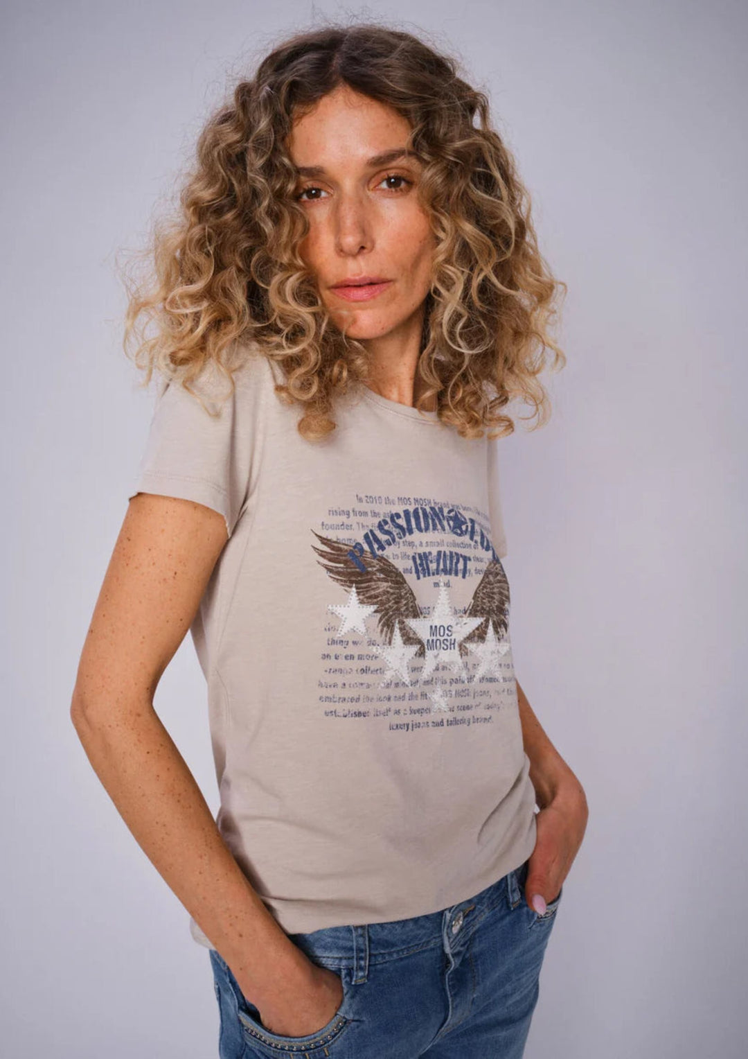 Mos Mosh - MM Zibby o.ss Tee - Feather Grey